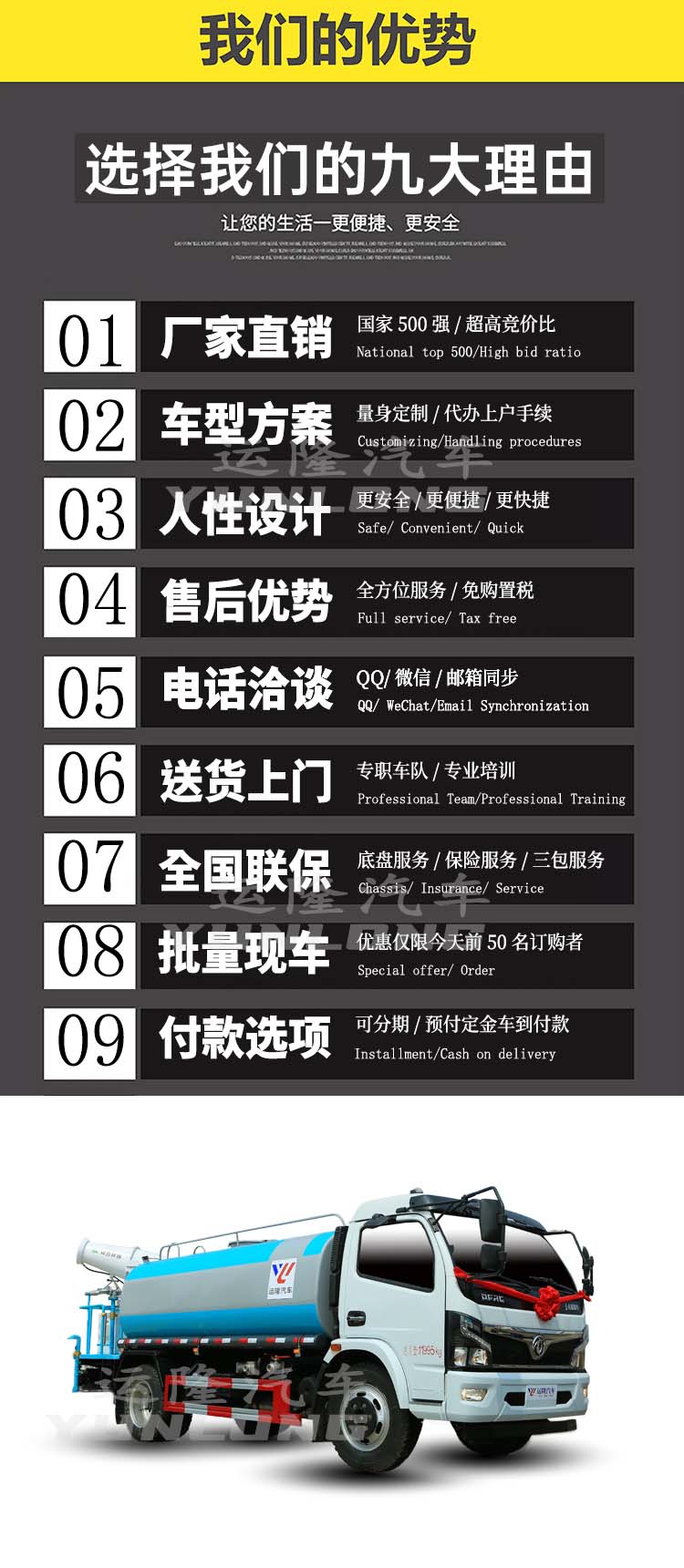 藍(lán)牌5方圓罐30米霧炮車，東風(fēng)小多利卡抑塵車(圖2)